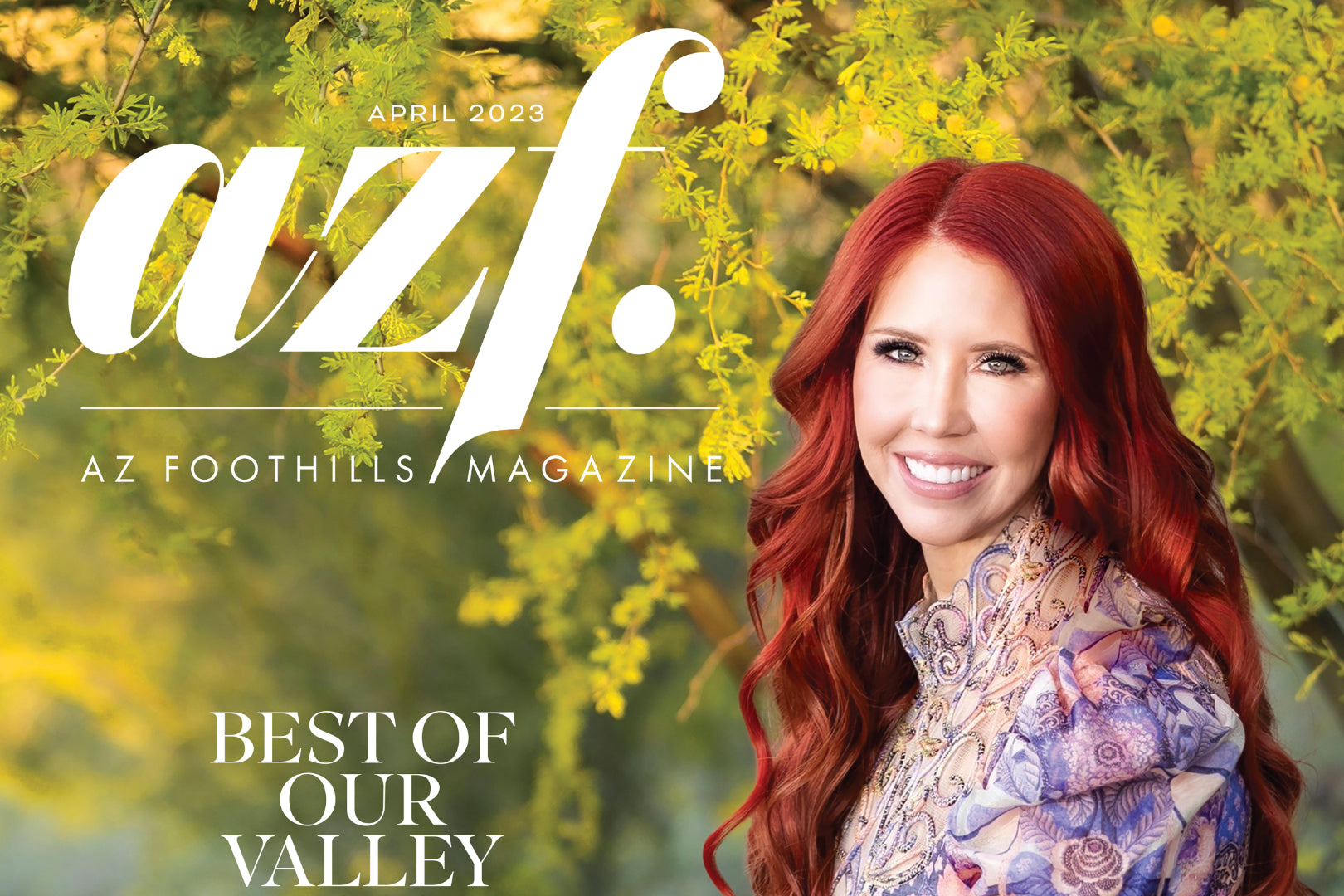 Red hair model poses for the AZF. magazine cover. Captured by Bob Davis with StellaPro Reflex